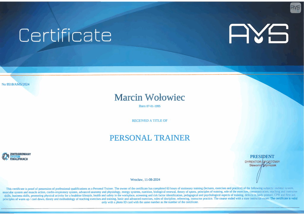 Certyfikat Personal Trainer